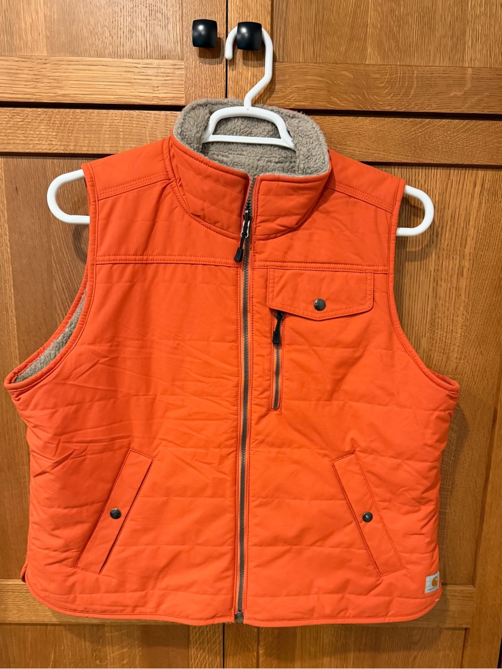 Carhartt women’s reversible orange/sherpa vest